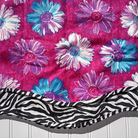 WAVERLY Kids Curtain Valances Daisy Hot Pink Zebra Print Pair NEW Girls Room Vtg - Picture 4 of 12